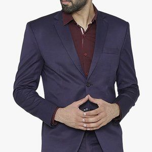 WINTAGE Men's Polyester Cotton Festive and Casual Blazer Coat Jacket Navy s52